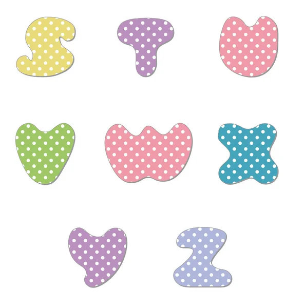 Alfabeto Lunares Pastel Polka Dots Fuente Diseño Cartas Dibujadas Mano — Vector de stock