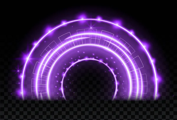 Purple Magic Arc Abstract Magic Light Effect Luminous Neon Arch — Stock Vector