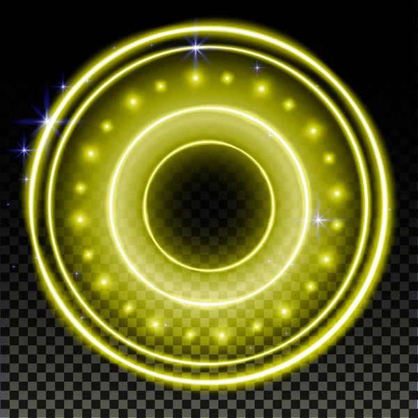 Gold Hologram Portal Magic Fantasy Portal Magic Circle Halo Effect — Vector de stock