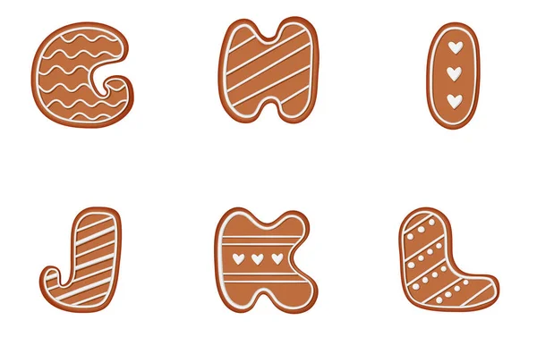 Lebkuchen Alphabet Kreatives Lebkuchen Typografie Design Keks Traditionelles Dekoratives Alphabet — Stockvektor