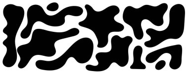 Düzensiz kütle, soyut organik şekiller. Soyut düzensiz rastgele damlalar. Basit bir sıvı biçimsiz leke. Sunumlar, afişler, posterler ve el ilanları için son moda minimal tasarımlar