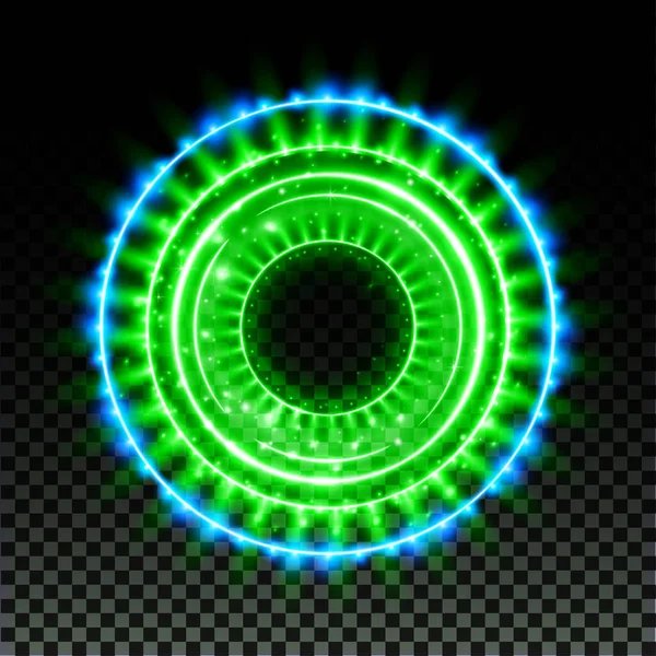 Green Hologram Portal Magic Fantasy Portal Magic Circle Halo Effect — Archivo Imágenes Vectoriales