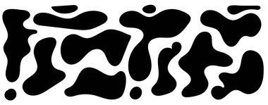 Düzensiz kütle, soyut organik şekiller. Soyut düzensiz rastgele damlalar. Basit bir sıvı biçimsiz leke. Sunumlar, afişler, posterler ve el ilanları için son moda minimal tasarımlar