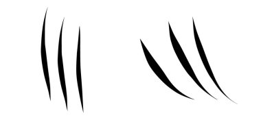 Kedi tırmalama seti. Kara Pençe hayvan tırmığı, yırtık kağıt. Kedi pençesi izi. Siyah arkaplanda vektör illüstrasyonu