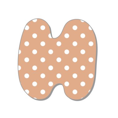 Polka dot letter.Pastel boho polka dots font. Hand drawn letter design for scrapbooks, albums, crafts and back to school projects