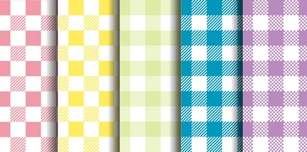 Conjunto Sin Costuras Vichy Patrón Gingham Pastel Fondo Pascua Papel — Vector de stock