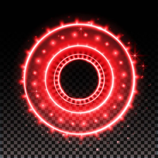 Red Hologram Portal Magic Fantasy Portal Magic Circle Halo Effect — стоковый вектор