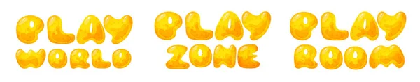 Kids Zone Vector Cartoon Banner Honey Letters Childrens Playroom Decoration — Archivo Imágenes Vectoriales
