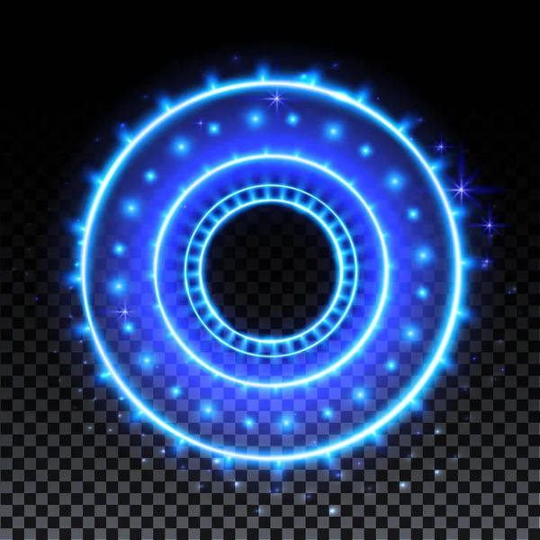 Mavi Hologram Portalı Sihirli Fantezi Kapısı Halo Efektli Sihirli Çember — Stok Vektör