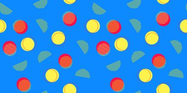 Tasarım için Memphis geometrik kusursuz desen elementleri. Web, satış, posterler, reklamlar, şablon, promosyon için vektör ilüstrasyonu