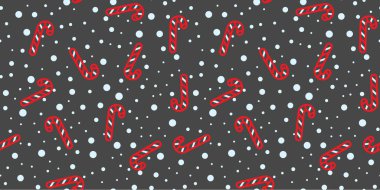 Şeker kamışı yeni yıl pürüzsüz deseni. Noel vektör illüstrasyonu. Paket kağıdı, tasarım, kartpostal, kumaş, bebek kıyafetleri, bebek odası. Noel ve Yeni Yıl kavramı