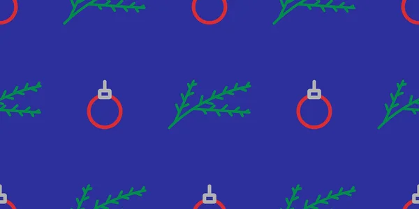 Branche Arbre Avec Jouet Noël Flocons Neige Motif Sans Couture — Image vectorielle