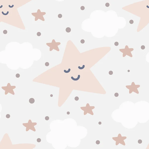Симпатичные Звёзды Бесшовные Нежный Фон Скандинавском Стиле Векторная Иллюстрация Дизайна — стоковый вектор