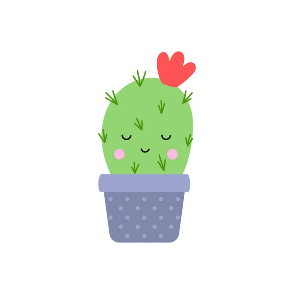 Cute Cactus Płaski Styl Wektor Ilustracji Białym Tle Sukulent Domowej — Wektor stockowy