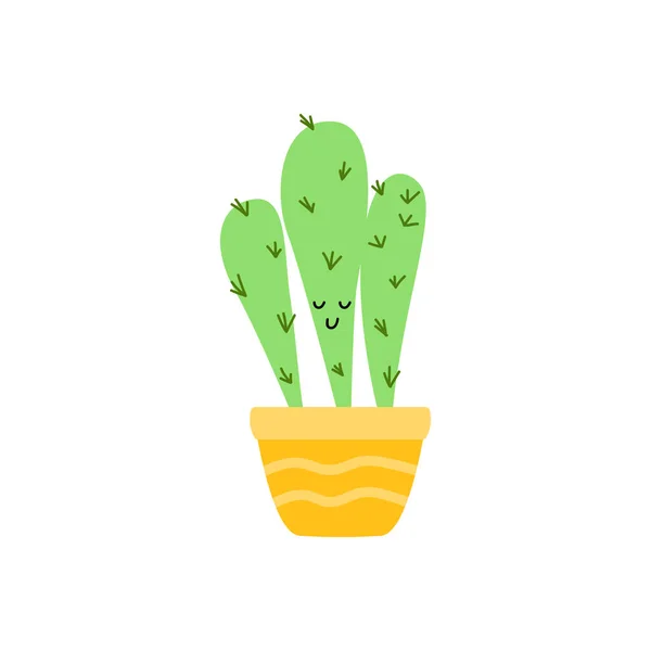 Roztomilý Kaktus Plochý Styl Vektorové Ilustrace Bílém Pozadí Houseplant Succulent — Stockový vektor