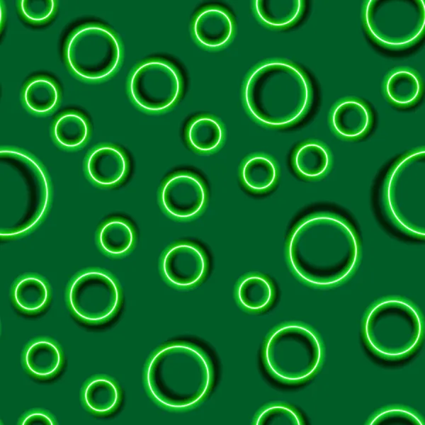 Patrón Sin Costura Neón Abstracto Fondo Círculos Brillantes Verdes — Vector de stock