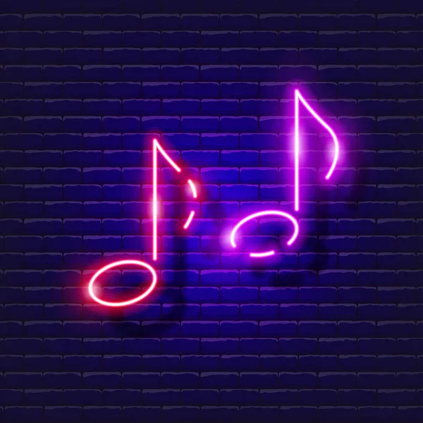 Sixteenth Notes Neon Icon Music Glowing Sign Music Concept Vector — Stock Vector