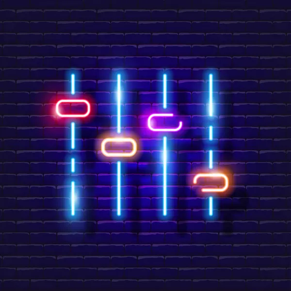 Звуковий Мікшер Неонова Піктограма Світловий Знак Музики Музична Концепція Векторна — стоковий вектор