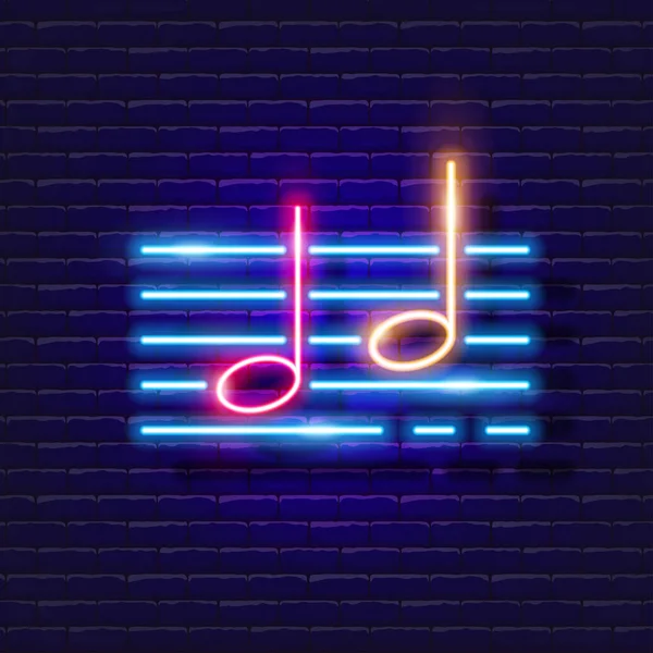 Ikona Neonowa Ćwierćnuta Muzyka Świeci Znakiem Koncepcja Muzyki Ilustracja Wektorowa — Wektor stockowy