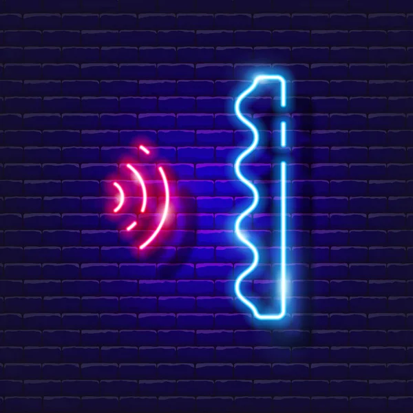 Icona Neon Insonorizzata Attrezzature Studio Musicale Segno Luminoso Concetto Musicale — Vettoriale Stock