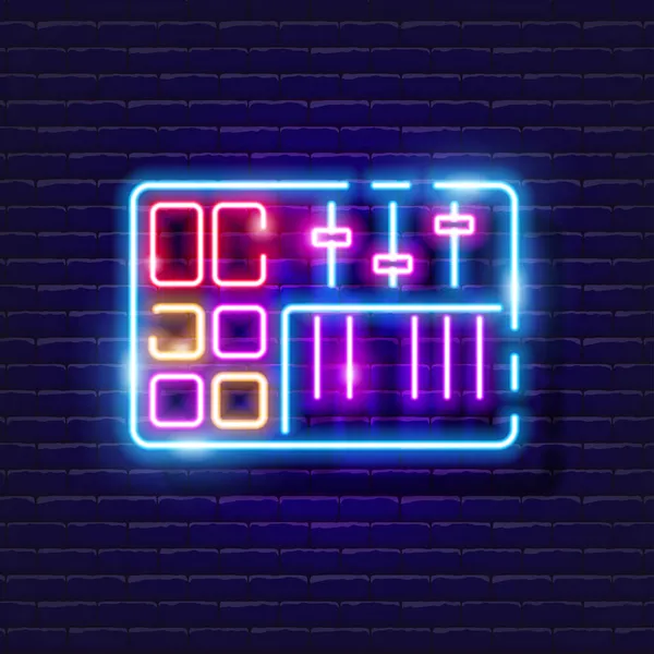发射台霓虹灯图标 音乐闪耀的标志 音乐概念 用于录音演播室设计 标志板 声乐演播室的矢量插图 — 图库矢量图片