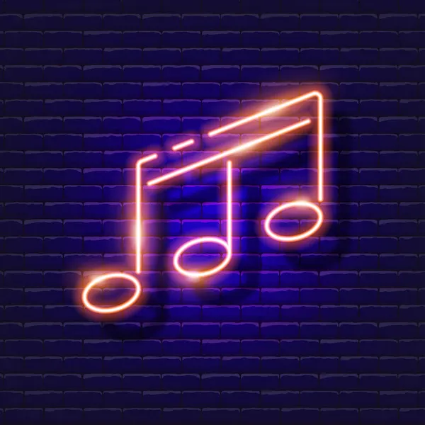 Sechzehntelnoten Neon Symbol Musik Glühendes Zeichen Musikkonzept Vektor Illustration Für — Stockvektor