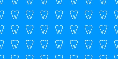 Sağlıklı Diş Mavi Arkaplanda Kusursuz Şablon. Diş hekimi kavramı