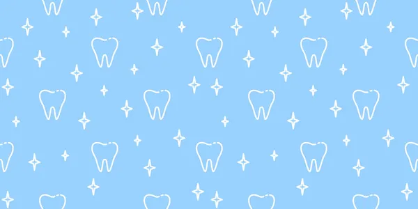 Sağlıklı Diş Mavi Arkaplanda Kusursuz Şablon. Diş hekimi kavramı