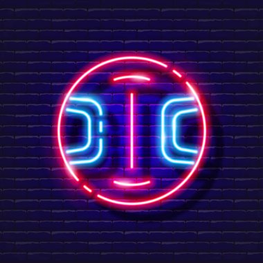 Lens kapağı neon ikonu. Fotoğraf ve video konsepti. Tasarım, web sitesi, dekorasyon, çevrimiçi mağaza için vektör illüstrasyonu