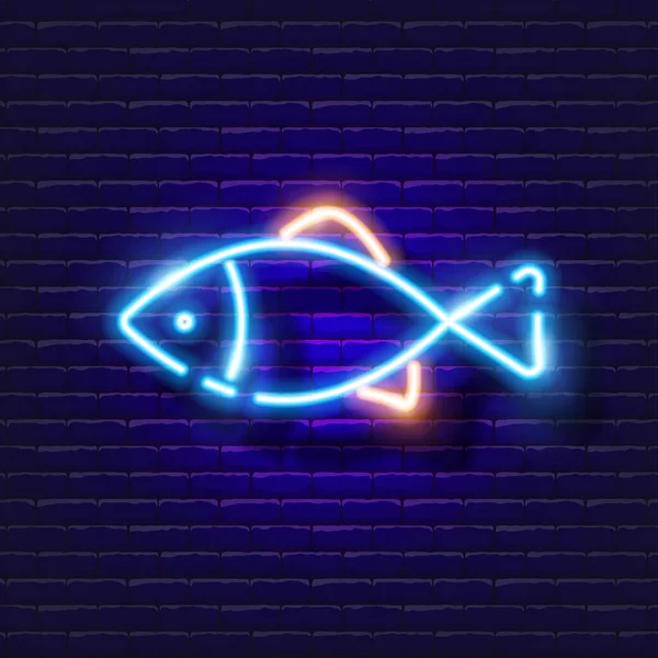 Akvaryum balığı neon ikonu. Tasarım, web sitesi, hayvan dükkanı, veteriner kliniği için vektör illüstrasyonu. Veterinerlik hekimliği kavramı