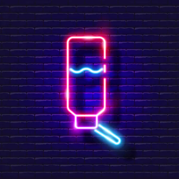 Kuş içen neon ikonu. Tasarım, web sitesi, hayvan dükkanı, veteriner kliniği için vektör illüstrasyonu. Veterinerlik hekimliği kavramı