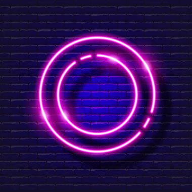 Neon köpek ikonu için yüzük oyuncağı. Tasarım, web sitesi, hayvan dükkanı, veteriner kliniği için vektör illüstrasyonu. Hayvan konsepti