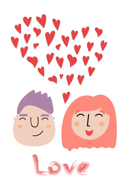 Grußkarten Mit Niedlichen Menschen Zum Valentinstag Vektor Illustration Für Design — Stockvektor