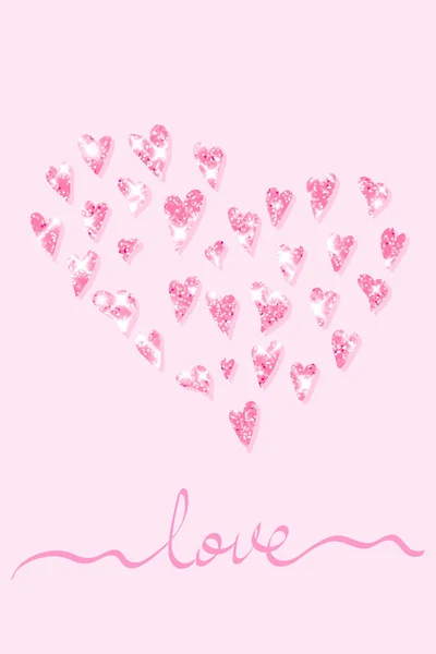 Glitter Greeting Cards Valentines Day Vektorové Ilustrace Pro Design Blahopřání — Stockový vektor