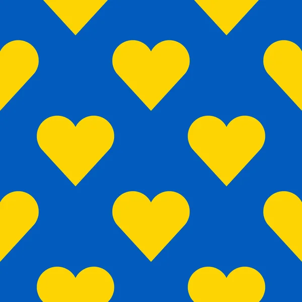 Coeur Motif Sans Couture Avec Des Couleurs Drapeau Ukrainien Guerre — Image vectorielle