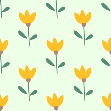 Çiçekler şirin, pürüzsüz desen. Kumaş tasarımı için vektör illüstrasyonu, hediye kağıdı, bebek kıyafetleri, tekstil, kartlar