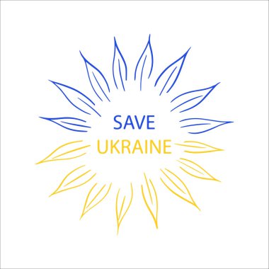 Ukrayna 'yı Ukrayna bayrağı renkleriyle koru. Doğa konsepti. Beyaz arkaplanda vektör illüstrasyonu.