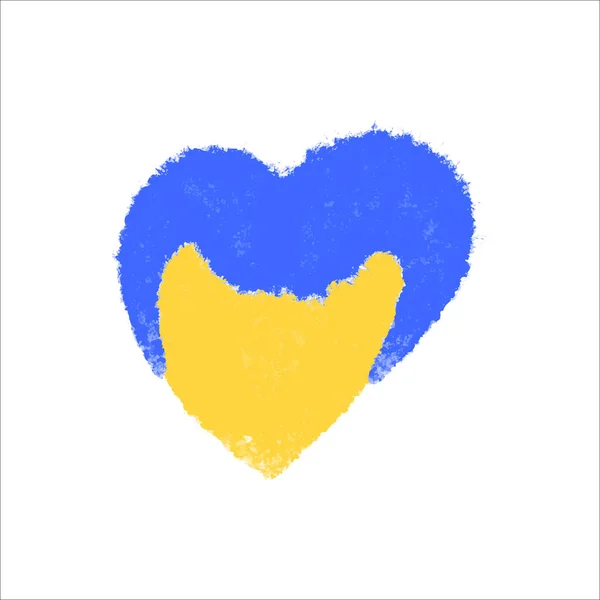 Icône de coeur avec des couleurs du drapeau ukrainien. Guerre en Ukraine concept. Illustration vectorielle sur fond blanc — Image vectorielle