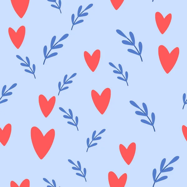 Blad en hart schattig naadloos patroon. Gelukkig Pasen concept. Vector illustratie voor stof ontwerp, cadeaupapier, babykleding, textiel, kaarten. — Stockvector