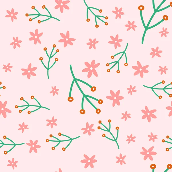 Flores patrón sin costuras. Fondo de estilo escandinavo. Ilustración vectorial para diseño de tela, papel de regalo, ropa de bebé, textiles, tarjetas. — Vector de stock