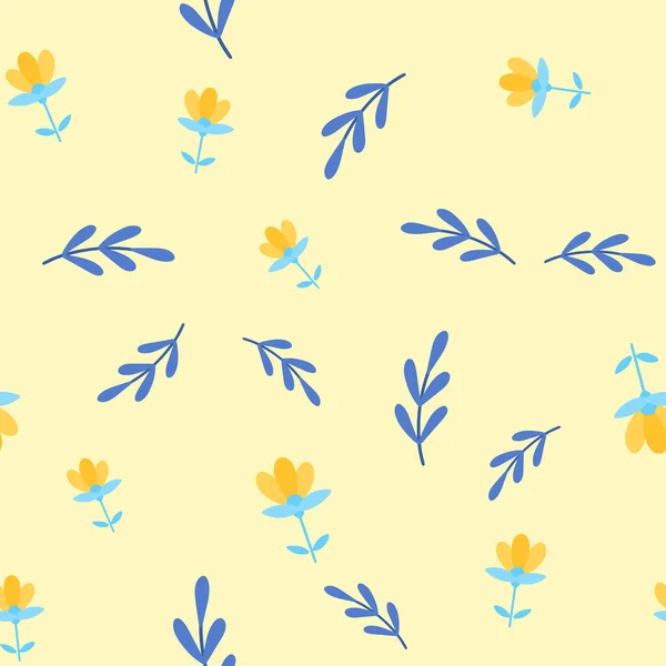 Kwiaty i liść bezszwowy wzór. Skandynawski styl tła. Wektor ilustracji do projektowania tkanin, papier upominkowy, odzież dla niemowląt, tekstylia, karty. — Wektor stockowy