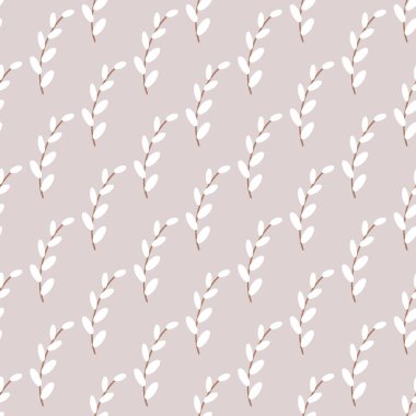 Söğüt rengi, pürüzsüz bir şekil. Mutlu Paskalyalar. Kumaş tasarımı için vektör illüstrasyonu, hediye kağıdı, bebek kıyafetleri, tekstil, kartlar.