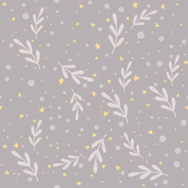 Yapraksız desen. İskandinav tarzı geçmiş. Kumaş tasarımı için vektör illüstrasyonu, hediye kağıdı, bebek kıyafetleri, tekstil, kartlar.