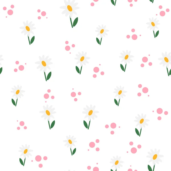 Flowers chamomile seamless pattern. Scandinavian style background. Vector illustration for fabric design, gift paper, baby clothes, textiles, cards. — Stock Vector