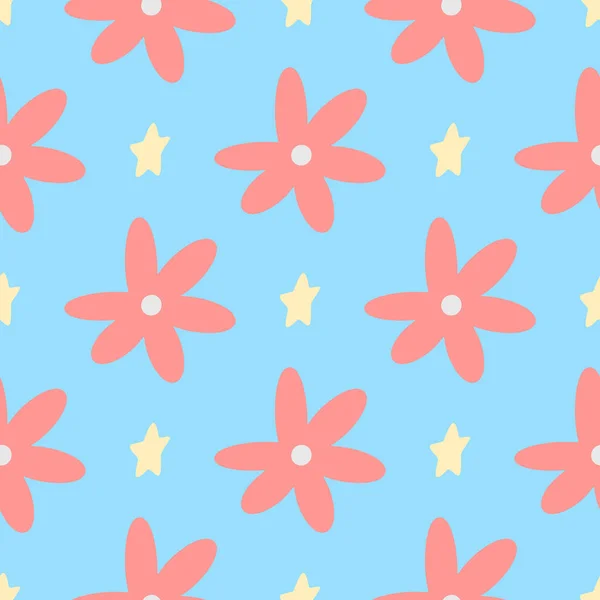 Flores patrón sin costuras. Fondo de estilo escandinavo. Ilustración vectorial para diseño de tela, papel de regalo, ropa de bebé, textiles, tarjetas. — Archivo Imágenes Vectoriales