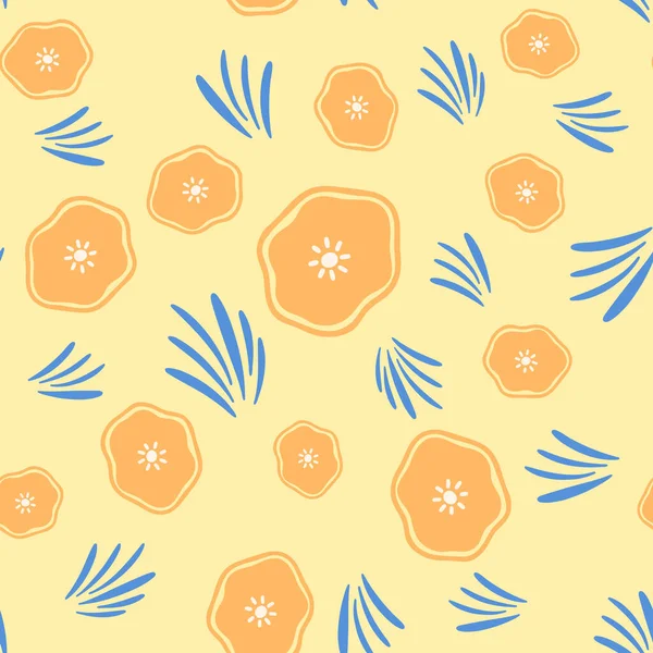 Fleurs et feuille motif sans couture. fond de style scandinave. Illustration vectorielle pour la conception de tissu, papier cadeau, vêtements de bébé, textiles, cartes. — Image vectorielle