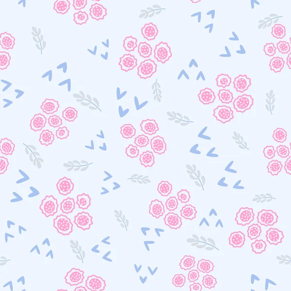 Fleurs et feuille motif sans couture. fond de style scandinave. Illustration vectorielle pour la conception de tissu, papier cadeau, vêtements de bébé, textiles, cartes. — Image vectorielle