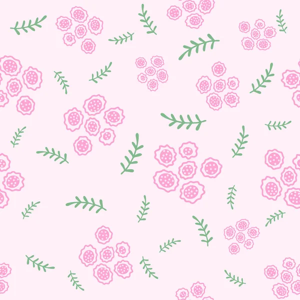 Flores y patrón de hoja sin costura. Fondo de estilo escandinavo. Ilustración vectorial para diseño de tela, papel de regalo, ropa de bebé, textiles, tarjetas. — Vector de stock