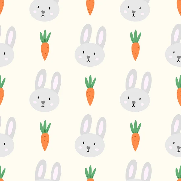 Easter bunny and carrot cute seamless pattern. Happy Easter background. Vector illustration for the design of fabric, gift paper, children s clothing, textiles, cards — стоковый вектор