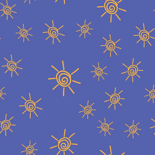 Modèle sans couture soleil avec des couleurs du drapeau ukrainien. Concept d'été. Illustration vectorielle pour la conception de tissu, papier cadeau, vêtements de bébé, textiles, cartes. — Image vectorielle